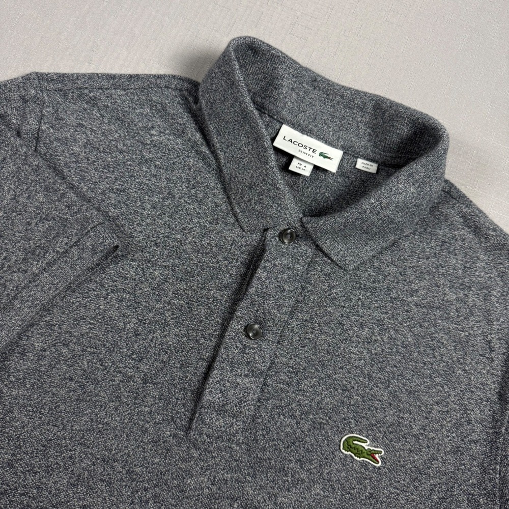 Lacoste Slim Fit Polo Shirt Mens Medium Gray Heather Short Sleeve Cotton FA12469